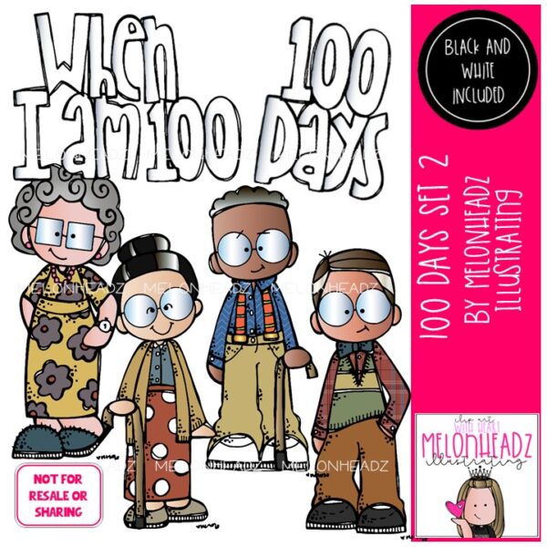 100 Days clip art 2, 100 Days of School Mini - Melonheadz