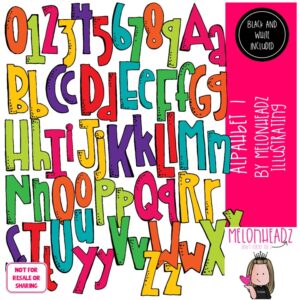 Alphabet 1 clip art, Numbers clip art, Letters clip art COMBO PACK