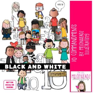 10 Commandments clip art, LDS clip art, Bible clip art BLACK AND WHITE