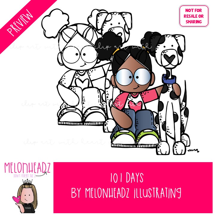 101 Days clip art, 101 Days of School clip art, Dalmatain clip art Mini - Image 2