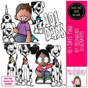 101 Days clip art, 101 Days of School clip art, Dalmatain clip art Mini