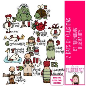 12 Days of Christmas clip art COLORED Version
