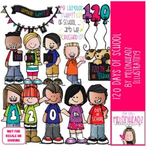 120 Days of School clip art, 120 Days clip art COLORED Version