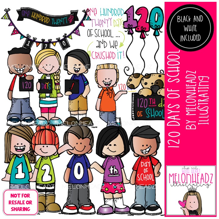 120 Days of School clip art, 120 Days clip art COMBO PACK