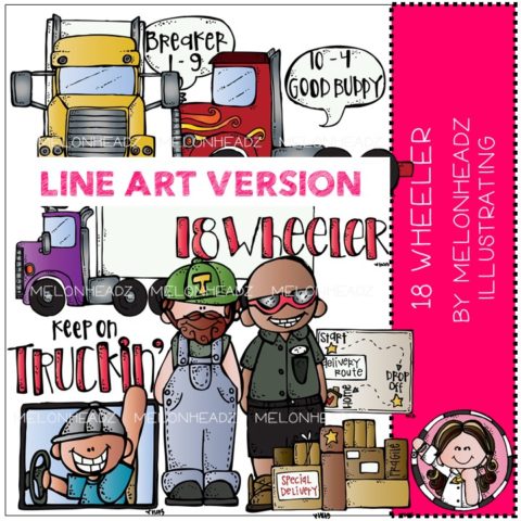 18 Wheeler clip art – LINE ART | Melonheadz Illustrating