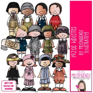 1920 clip art 1920 Kidlettes clip art Vintage Kids clip art COLORED Version