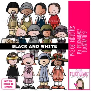 1920 clip art 1920 Kidlettes clip art Vintage kids clip art BLACK AND WHITE