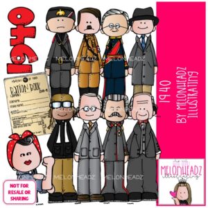 1940 clip art, Historical Figures clip art COLORED Version