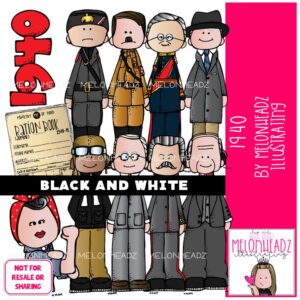 1940 clip art, Historical Figures clip art BLACK AND WHITE