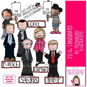 Presidential Candidates clip art 2016 Historical Figures COLORED Version