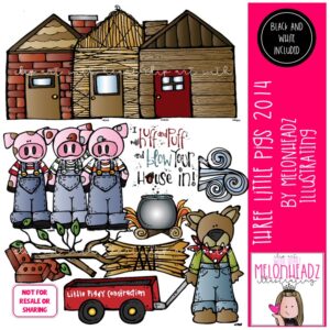 3 Little Pigs clip art, Literature, Nursery Rhyme COMBO PACK