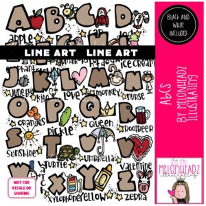 ABCs clip art, Alphabet clip art, Letters clip art LINE ART and BLACK AND WHITE