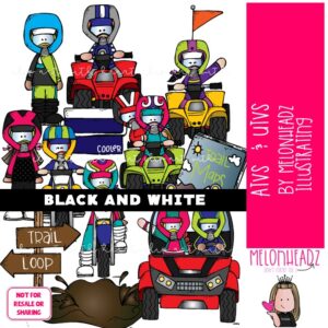 ATV UTV Dirt Bike clip art, hobby, outdoor BLACK AND WHITE