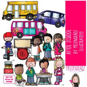 After School clip art, End of Day clip art, Go Home clip art COLORED Version