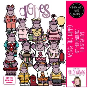Hippo clip art, Agnes clip art COMBO PACK