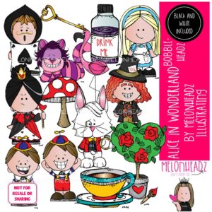 Alice in Wonderland clip art, Bobbleheadz clip art COMBO PACK