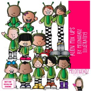 Aliens Mix Ups clip art, Space clip art COLORED Version