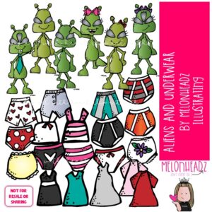 Aliens and Underwear clip art, Space clip art COLORED Version