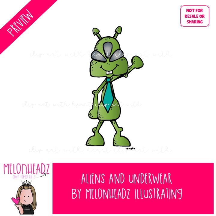 Aliens and Underwear clip art, Space clip art COLORED Version - Image 2