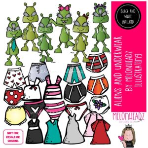Aliens and Underwear clip art, Space clip art COMBO PACK