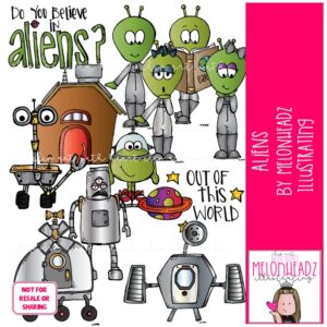 Aliens clip art, Space clip art, Robots clip art COLORED Version