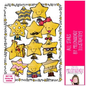 All Stars clip art, shapes clip art COLORED Version