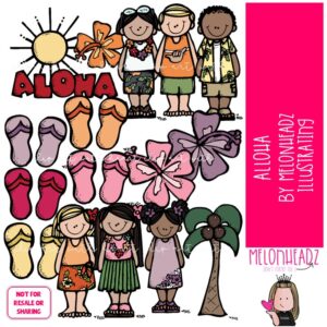 Aloha clip art, Hawaii clip art, Beach clip art COLORED Version