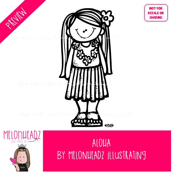 Aloha clip art, Hawaii clip art, Beach clip art LINE ART and BLACK AND WHITE - Image 2