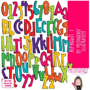 Alphabet 1 clip art, Numbers clip art, Letters clip art COLORED Version