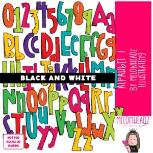 Alphabet 1 clip art, Numbers clip art, Letters clip art BLACK AND WHITE