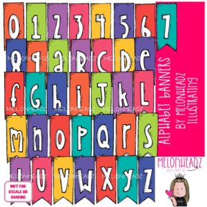 Alphabet Banners clip art, Letters clip art, Alphabet flag clip art COLORED Version
