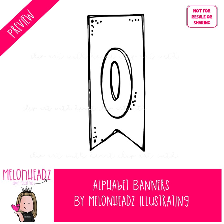 Alphabet Banners clip art, Letters clip art, Alphabet flag clip art BLACK AND WHITE - Image 2