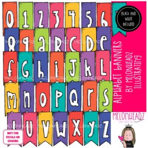 Alphabet Banners clip art, Letters clip art, Alphabet flag clip art COMBO PACK