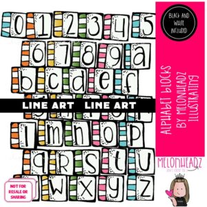 Alphabet Blocks clip art, Letters clip art LINE ART and Black and White