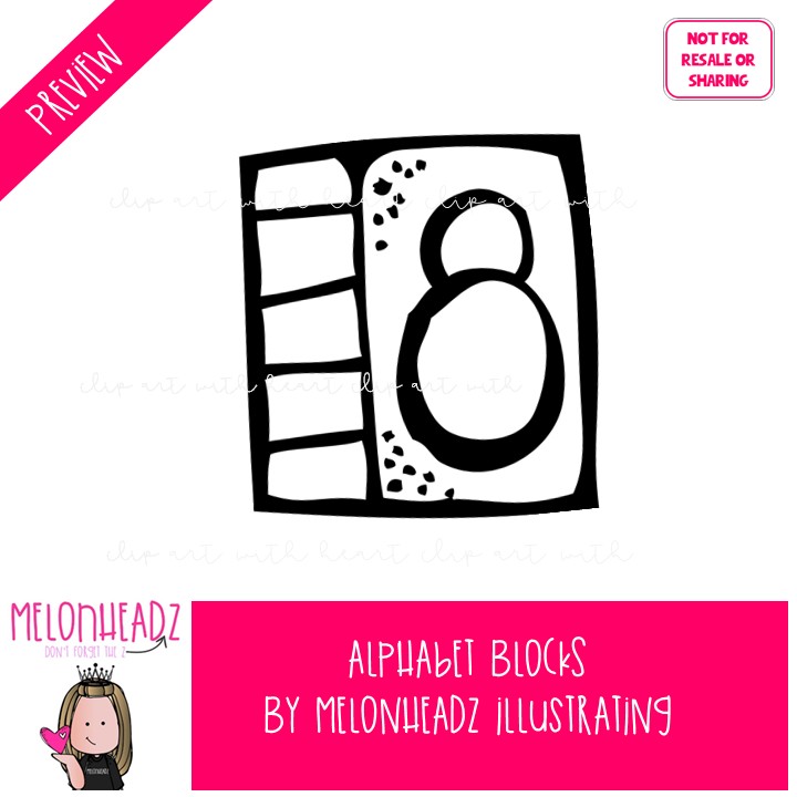 Alphabet Blocks clip art, Letters clip art LINE ART and Black and White - Image 2