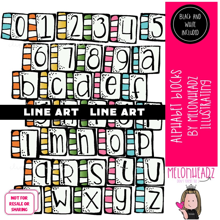 Alphabet Blocks clip art, Letters clip art LINE ART and Black and White