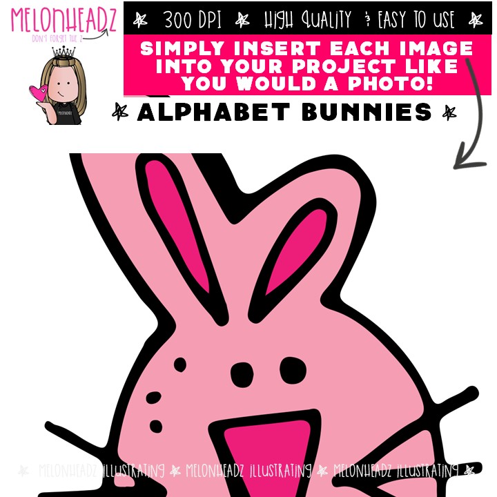 Alphabet Bunnies clip art, Easter clip art, Spring clip art COMBO PACK - Image 3