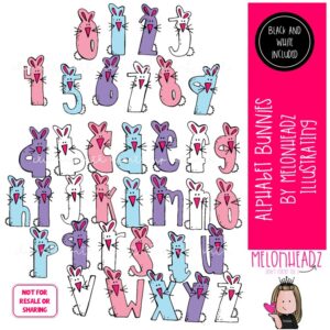 Alphabet Bunnies clip art, Easter clip art, Spring clip art COMBO PACK