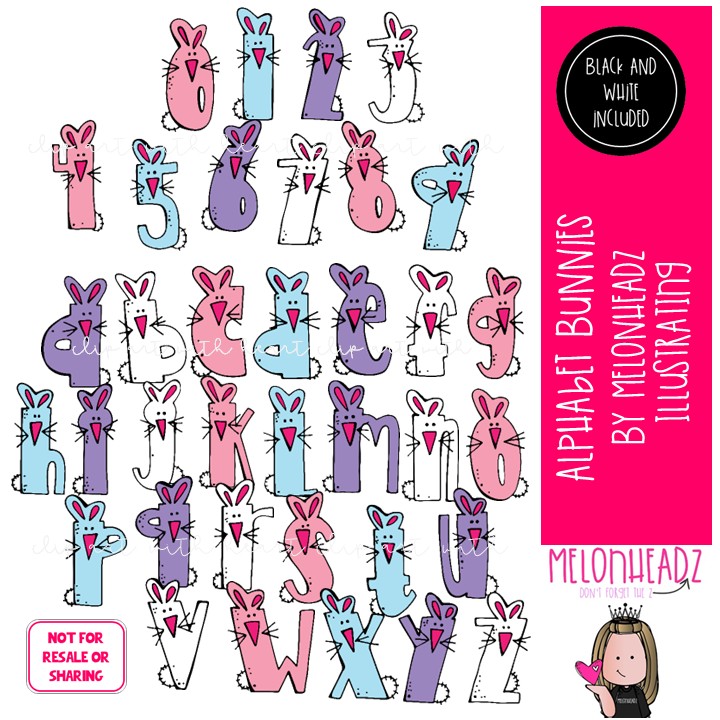 Alphabet Bunnies clip art, Easter clip art, Spring clip art COMBO PACK
