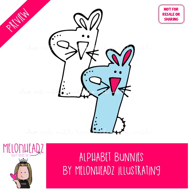 Alphabet Bunnies clip art, Easter clip art, Spring clip art COMBO PACK - Image 2