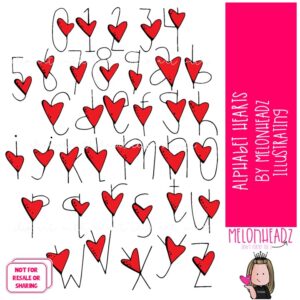 Alphabet Hearts clip art, Letters clip art, Numbers clip art COLORED Version