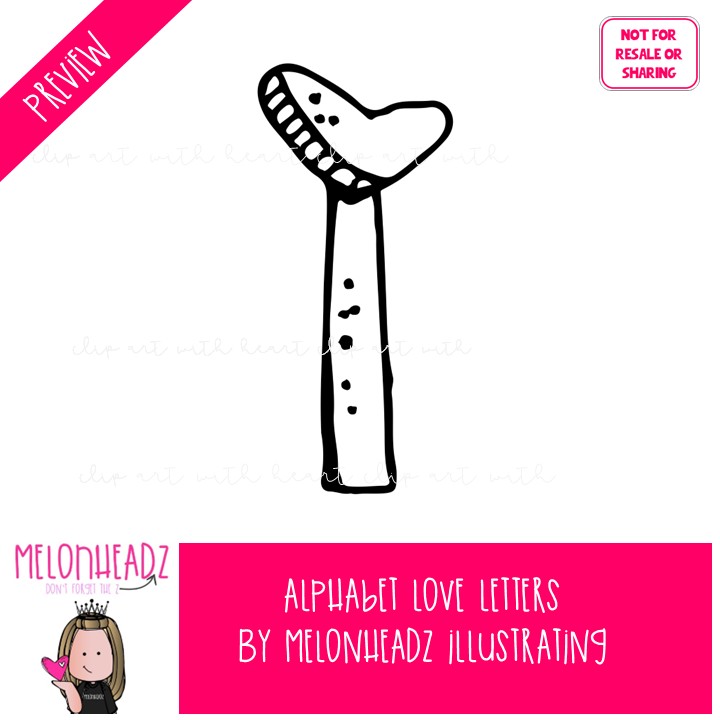Alphabet Love Letters clip art, Number clip art, Valentine clip art BLACK AND WHITE - Image 2