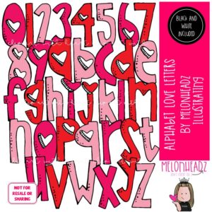 Alphabet Love Letters clip art, Number clip art, Valentine clip art COMBO PACK