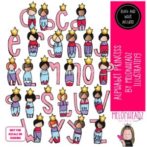 Alphabet Princess clip art, letters clip art COMBO PACK