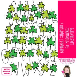 Alphabet Shamrock clip art, St. Patrick's Day clip art COLORED Version