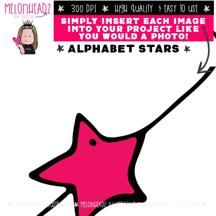 Alphabet Stars clip art, Letters clip art COMBO PACK - Image 2