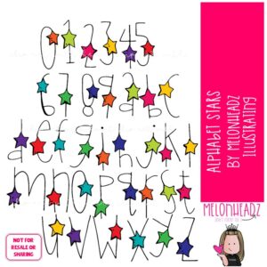Alphabet Stars clip art, Letters clip art COLORED Version
