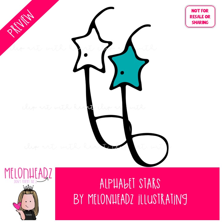Alphabet Stars clip art, Letters clip art COMBO PACK - Image 3