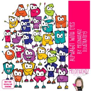 Alphabet with Eyes clip art, Letters clip art COLORED Version