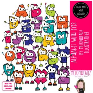 Alphabet with Eyes clip art, Letters clip art COMBO PACK